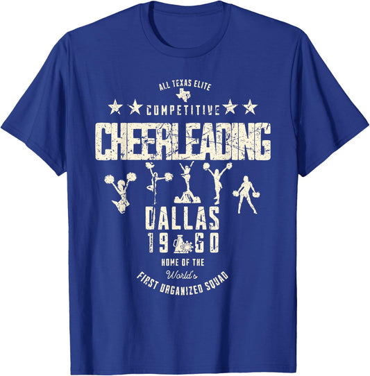 All Texas Elite Competitive Cheerleading Dallas 1960 Vintage T-Shirt - T-Shirt | Royal