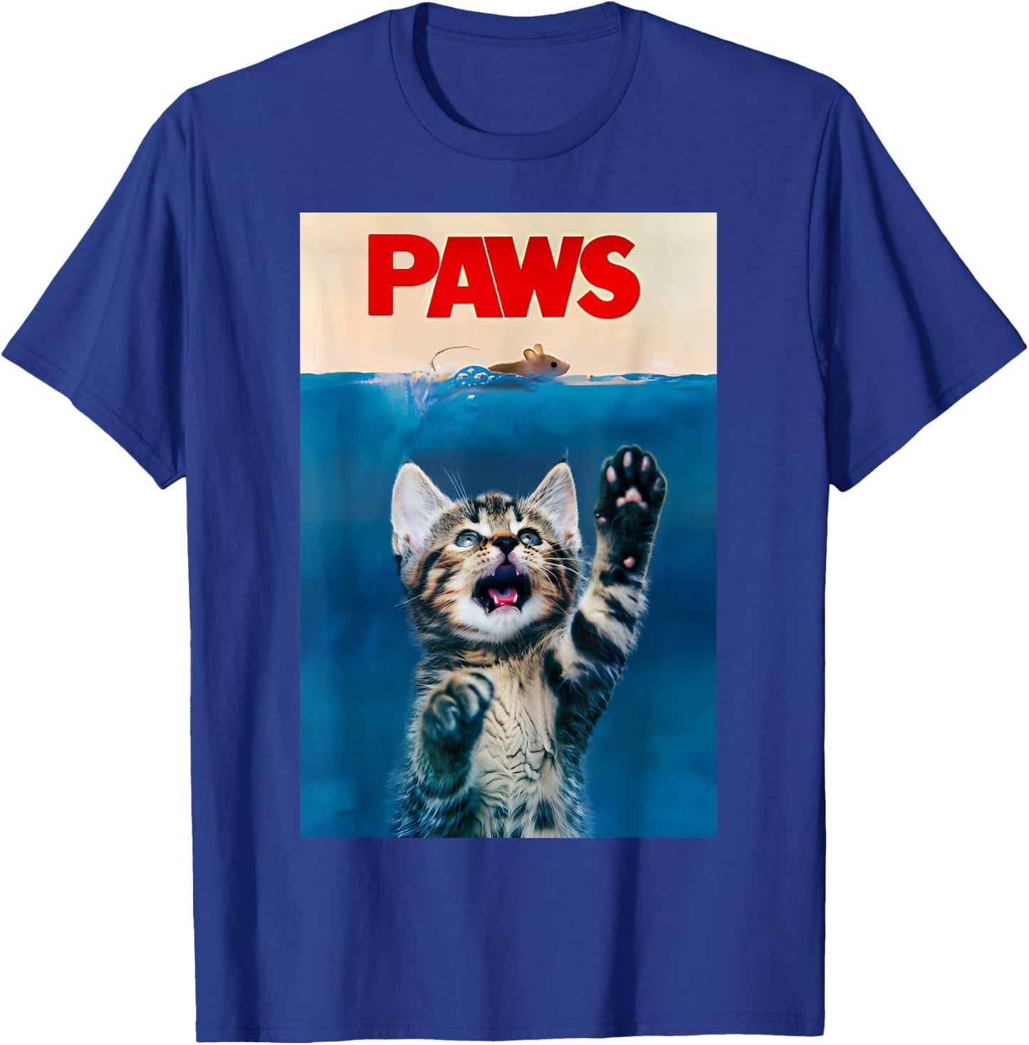 Paws Funny Cat Parody cat Lover Gift Kitten Shark Mouse Meow T-Shirt - T-Shirt | Royal