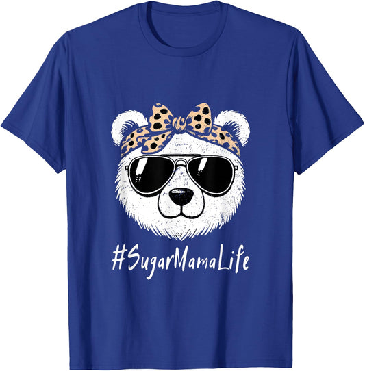 Sugar Mama Bear Life Headband Sunglasses Leopard Vintage T-Shirt - T-Shirt | Royal