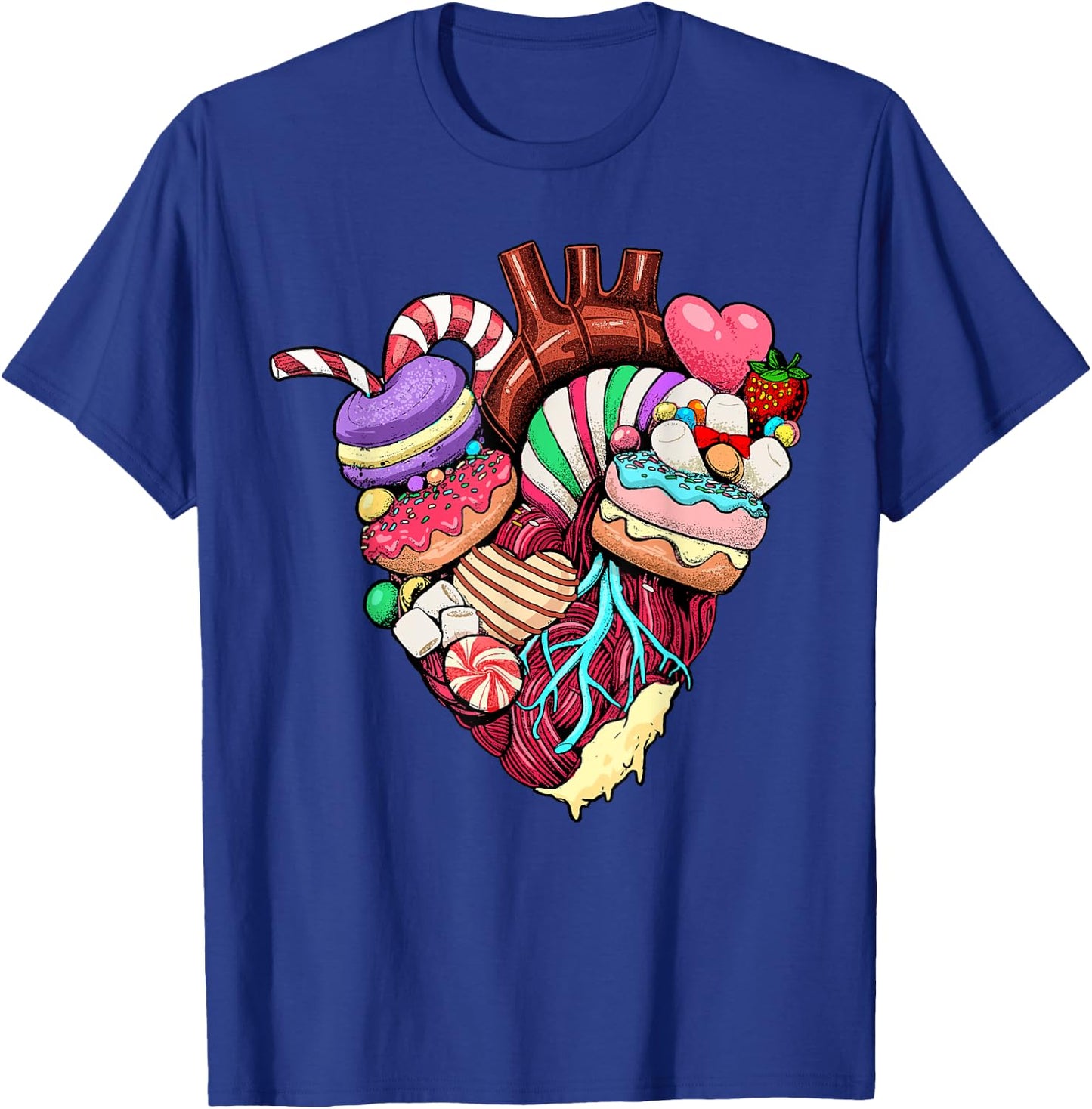 Anatomical Heart Shirt Sweet Candy Heart Cardiology Cardiac T-Shirt - T-Shirt | Royal