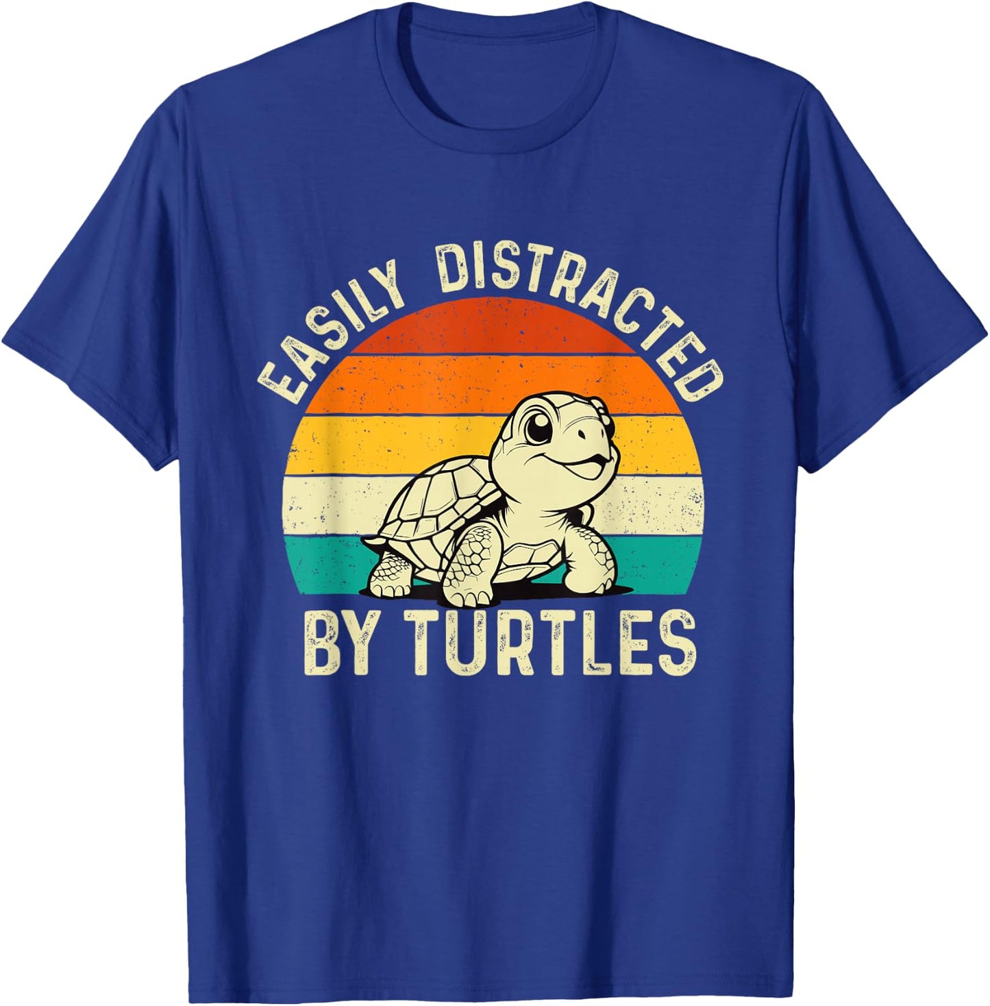Easily Distracted By Turtles - Reptile Lover Cute Tortoise T-Shirt - T-Shirt | Royal