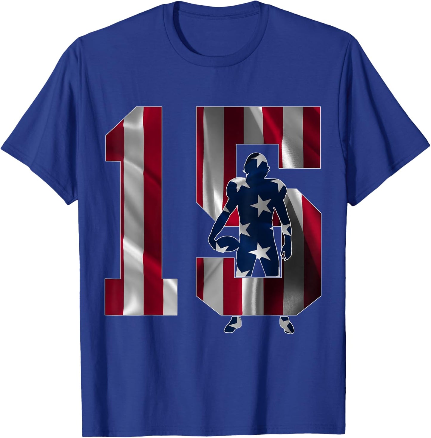 Number 15 Years Football 15th Birthday T-Shirt - T-Shirt | Royal