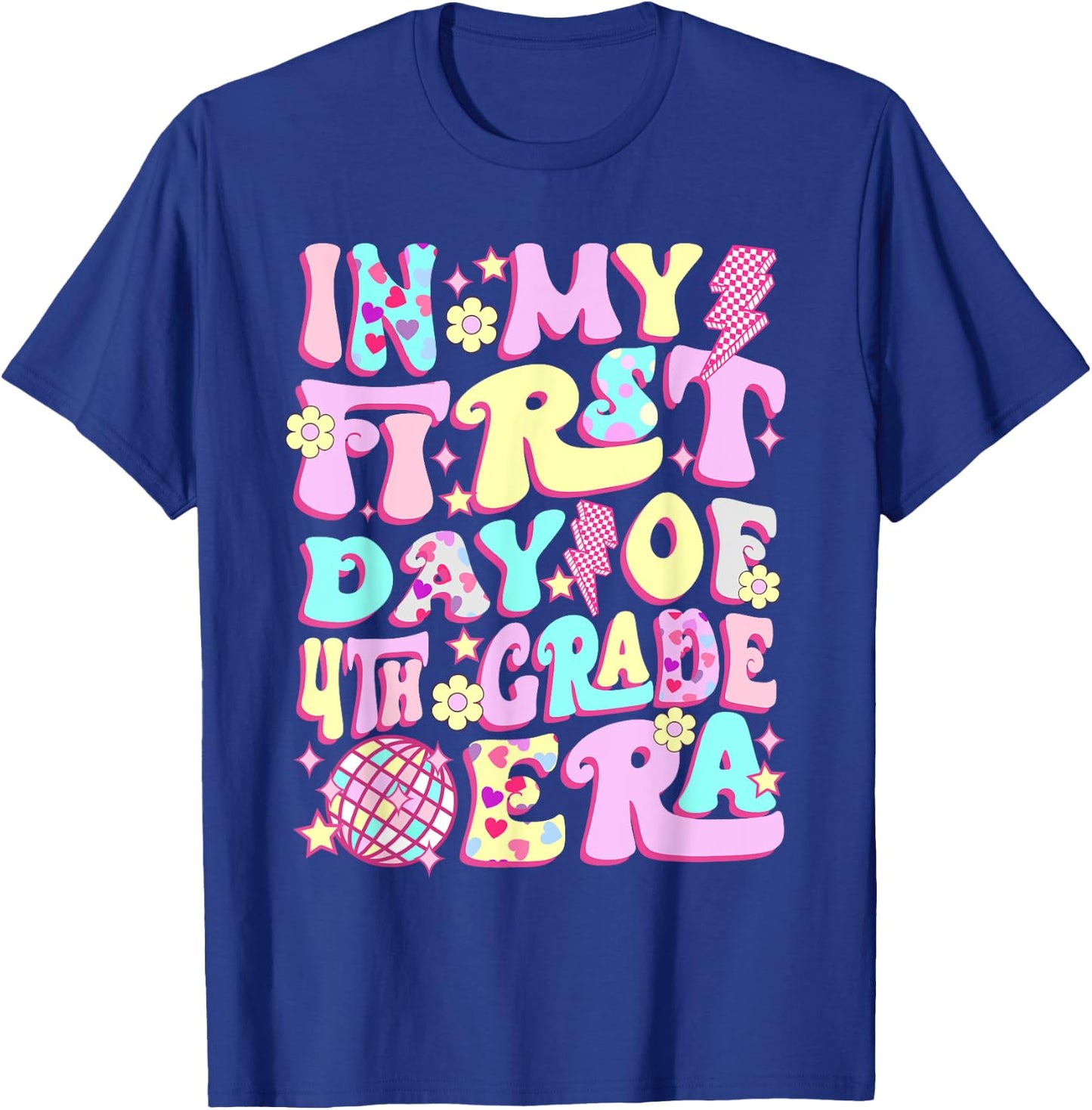 Groovy In My First Day 4th Grade Era Back To School Girls T-Shirt - T-Shirt | Royal