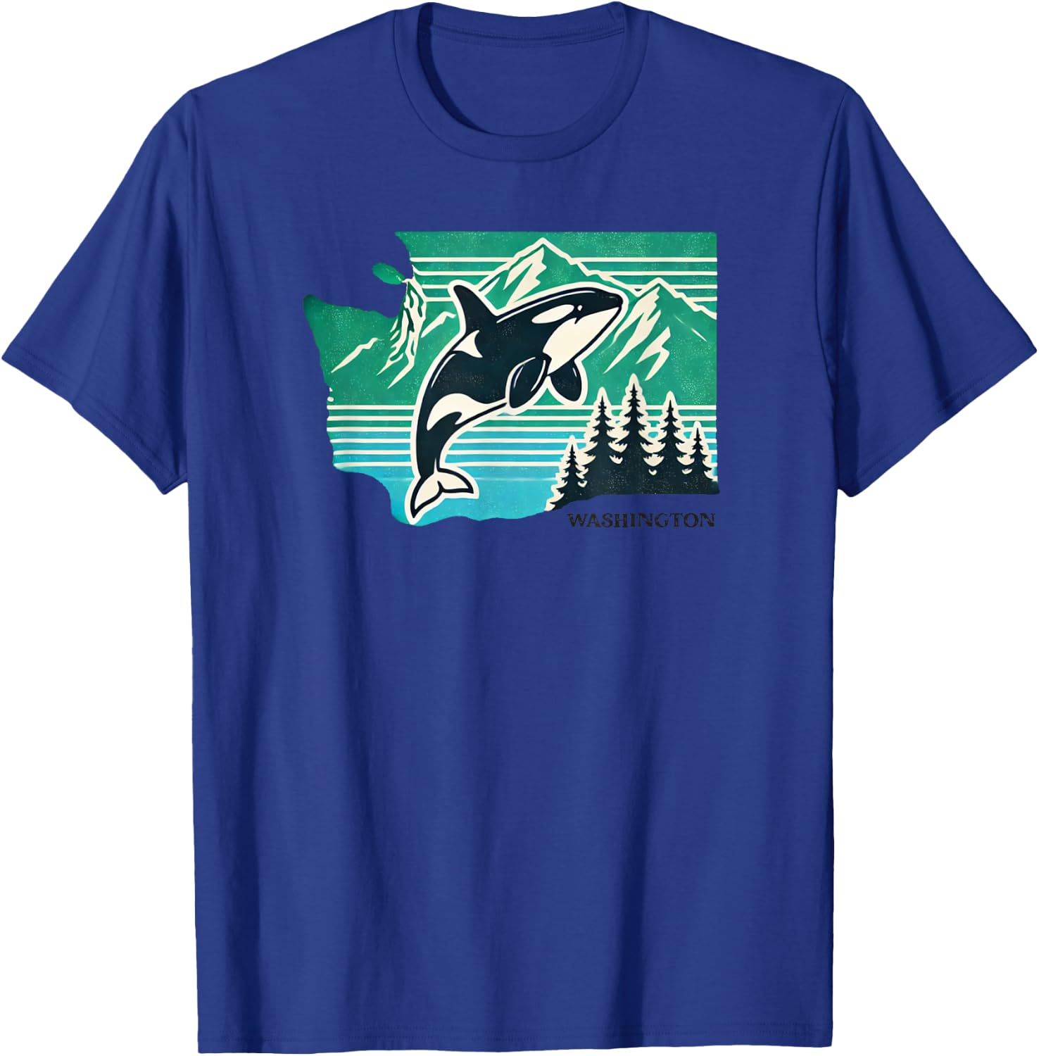 Washington "Evergreen" State - Vintage - Designed Locally T-Shirt - T-Shirt | Royal