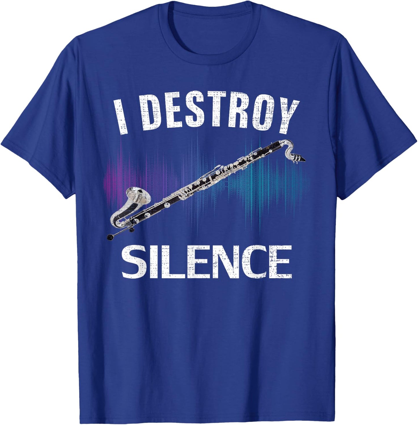 Vintage I Destroy Silence Bass Clarinet Funny Orchestra Gift T-Shirt - T-Shirt | Royal