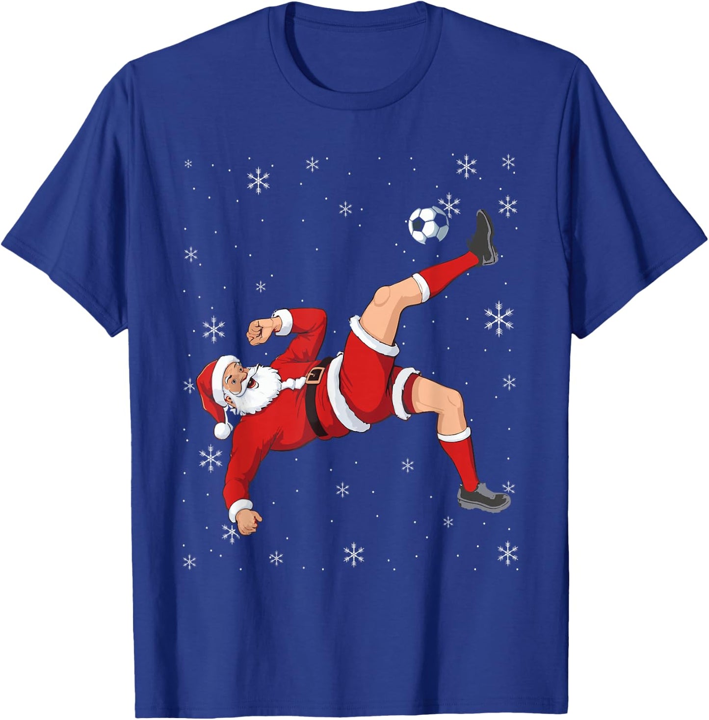 Soccer Christmas Santa Bicycle Kick Xmas Boys Men Ball Sport T-Shirt - T-Shirt | Royal