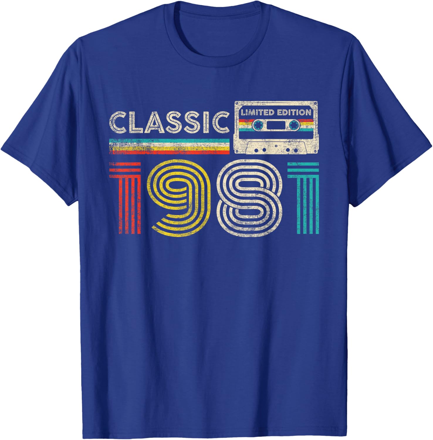 Classic 1981 Vintage 1981 Cassette Tape Men Women Birthday T-Shirt - T-Shirt | Royal