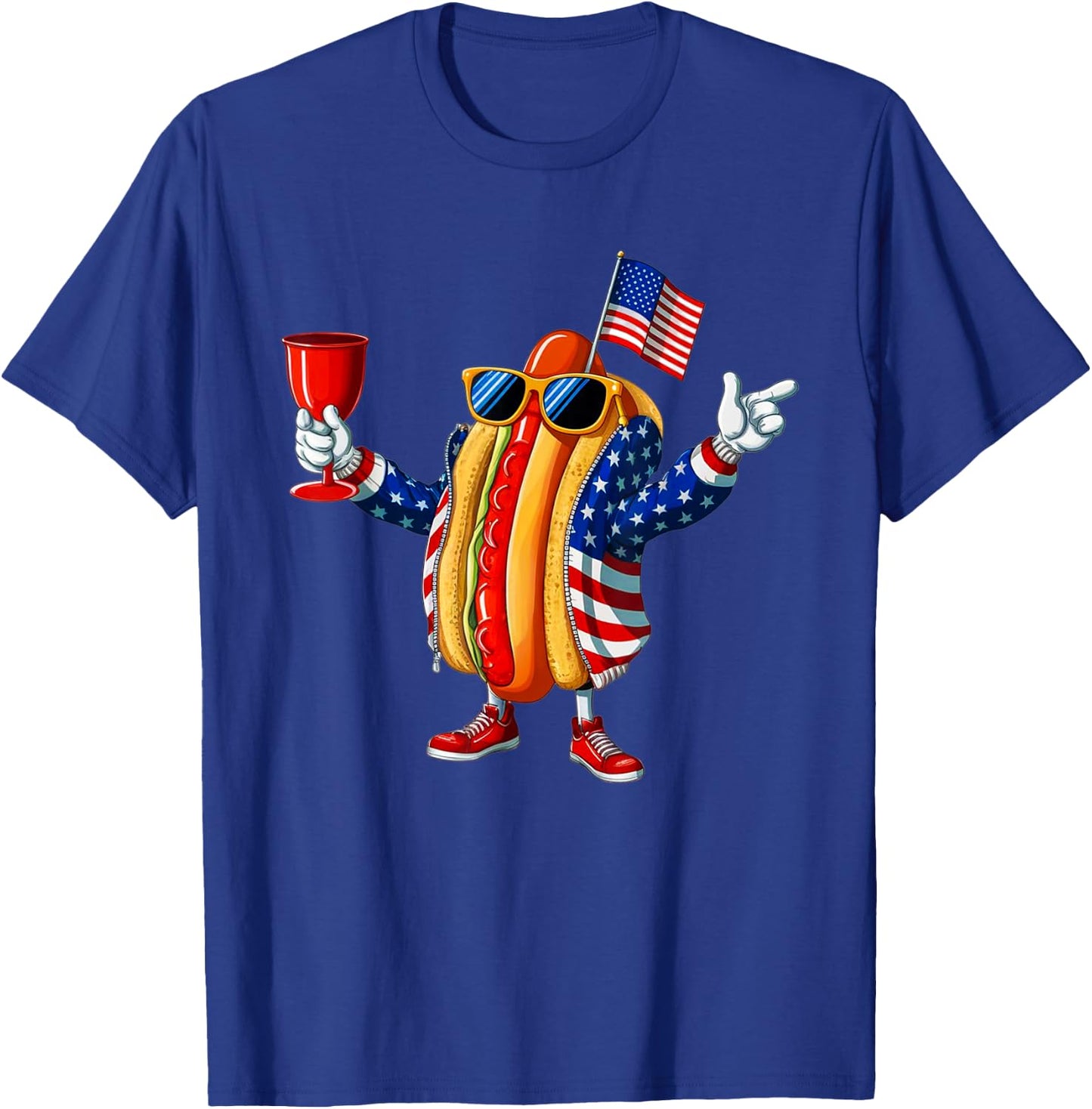 Patriotic 4th of July Hotdog Funny Fourth of July Men Women T-Shirt - T-Shirt | Royal