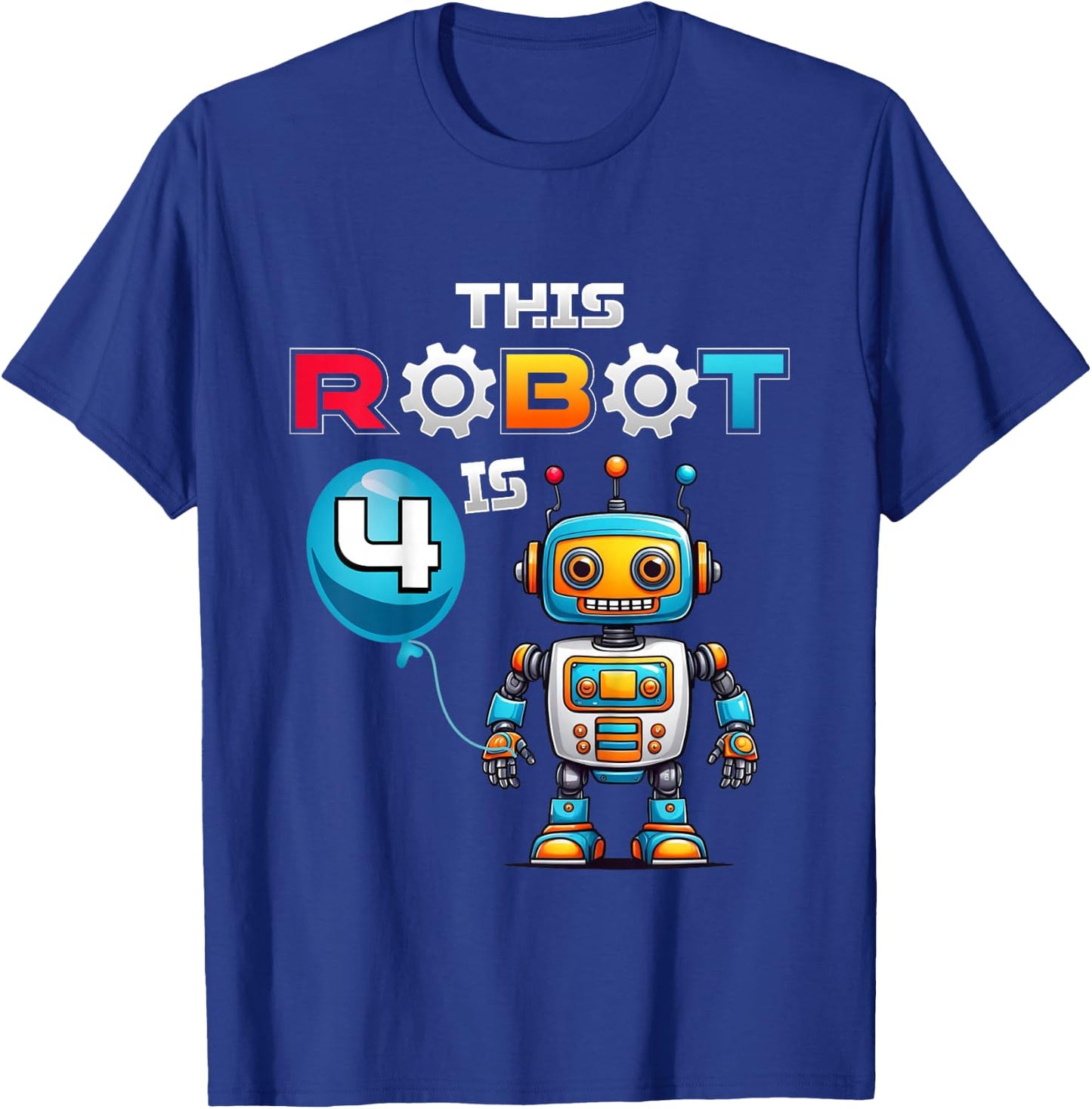Kids Robot Birthday This Robot Is 4 Years Old Boys Robotics Kids T-Shirt - T-Shirt | Royal