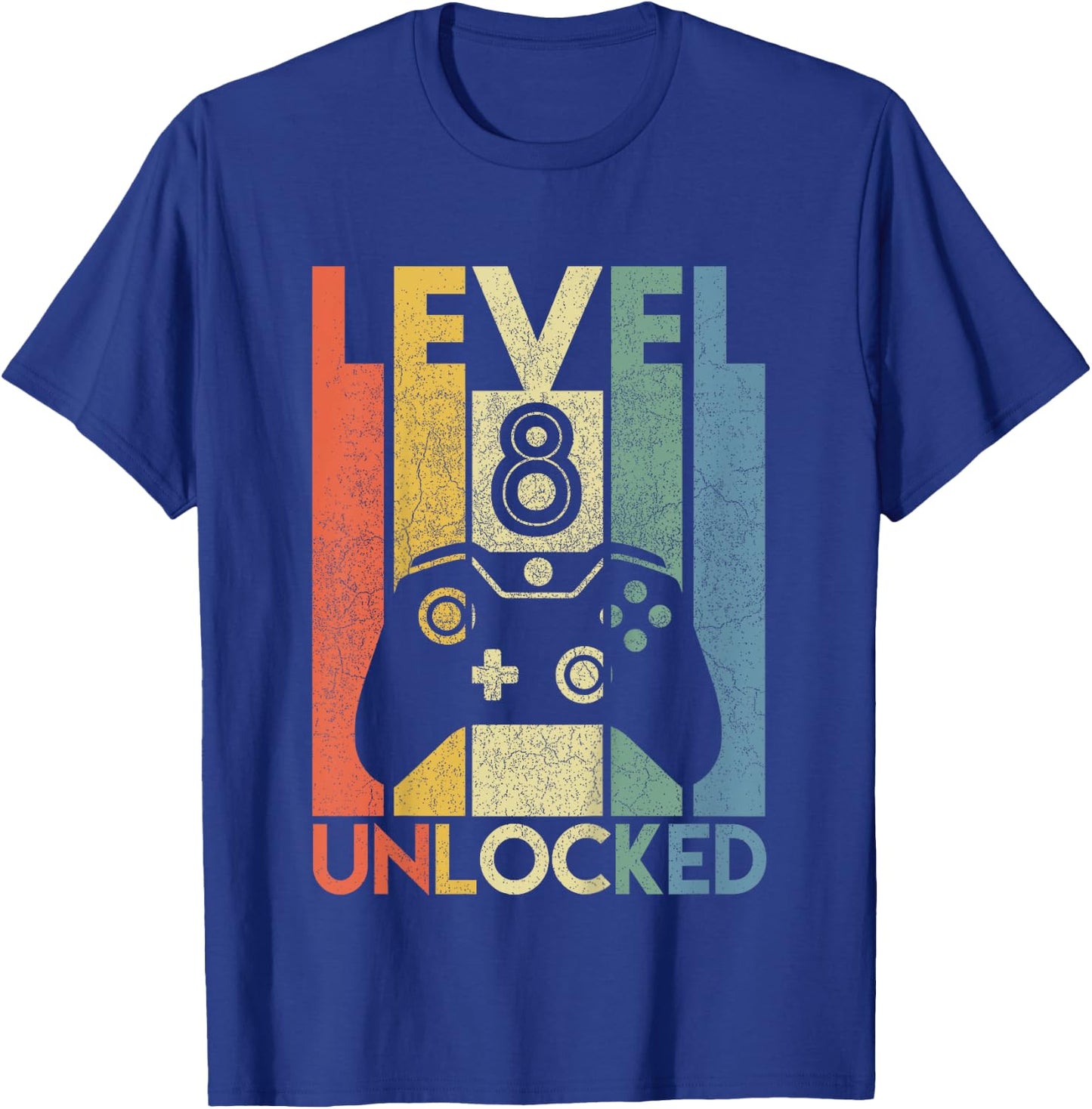 Level 8 Unlocked Funny Video Gamer 8th Birthday Gift T-Shirt - T-Shirt | Royal