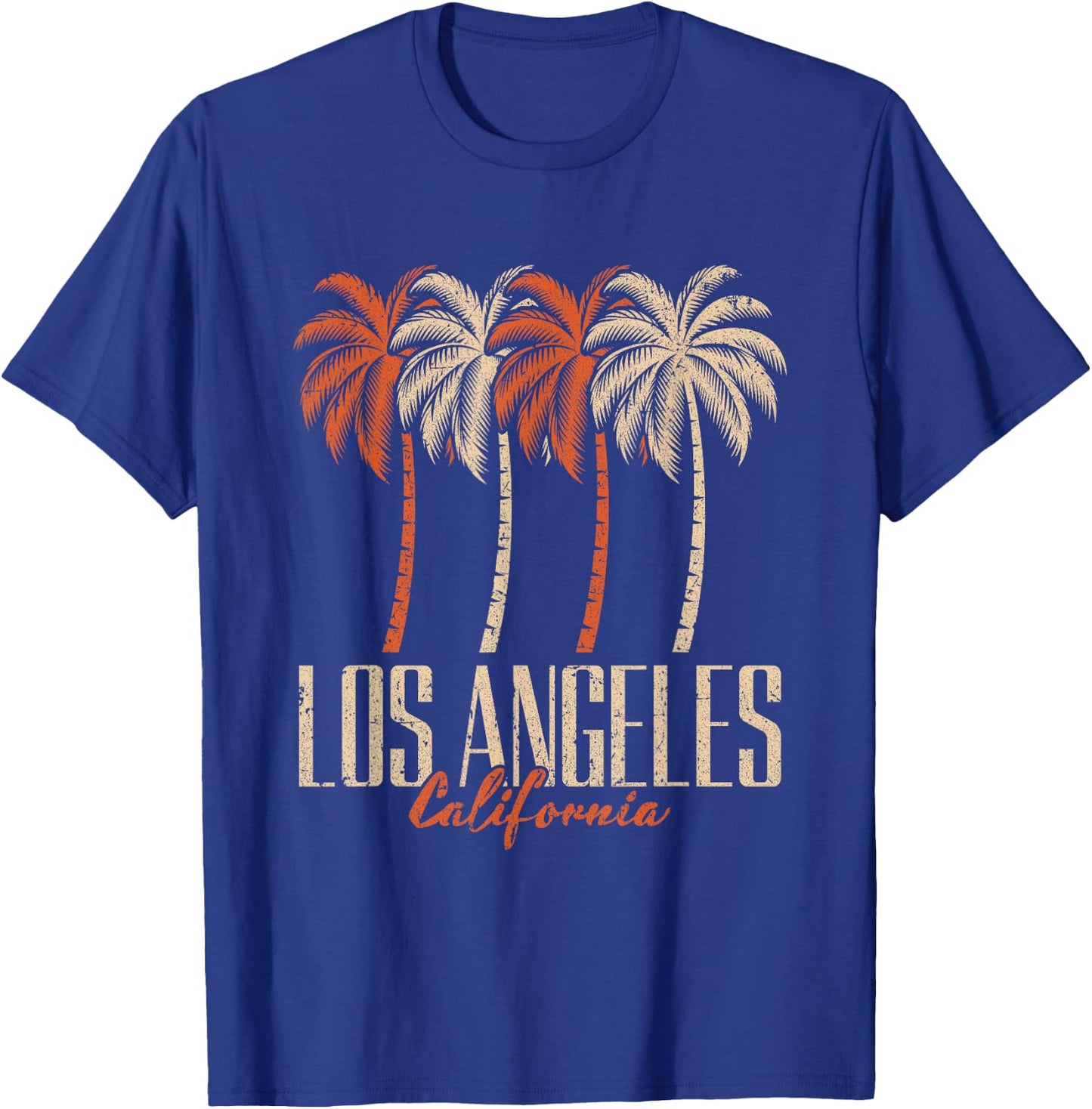 Vintage Los Angeles California Palm Trees Retro LA Graphic T-Shirt - T-Shirt | Royal