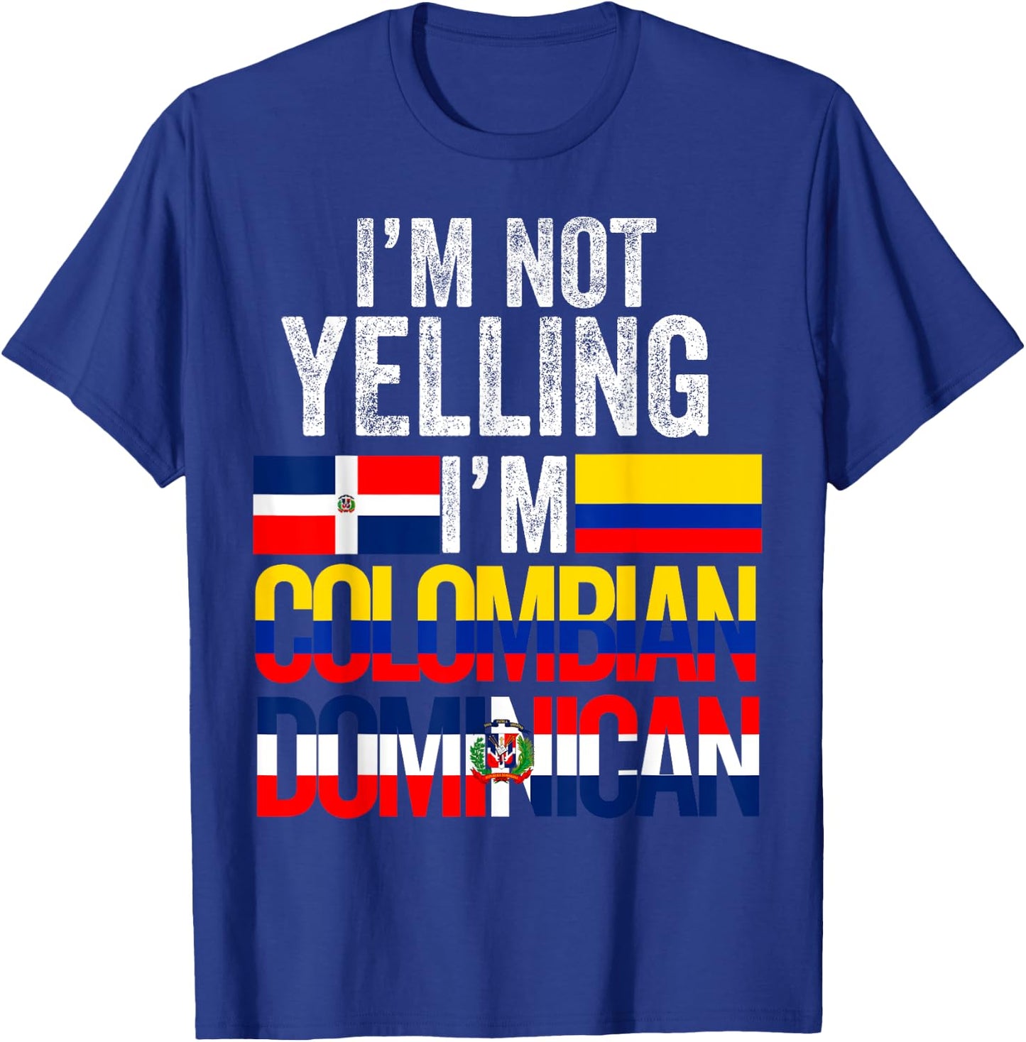 Half Colombian Half Dominican Flag 1/2 Heritage Pride T-Shirt - T-Shirt | Royal
