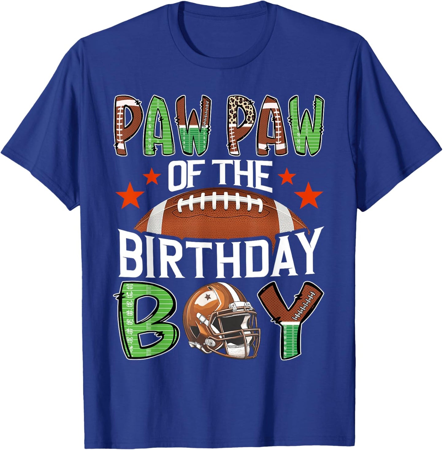 Paw Paw Of The Birthday Boy Game Day Football T-Shirt - T-Shirt | Royal