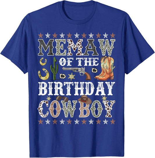 Memaw Of The Birthday Cowboy Rodeo Memaw T-Shirt - T-Shirt | Royal