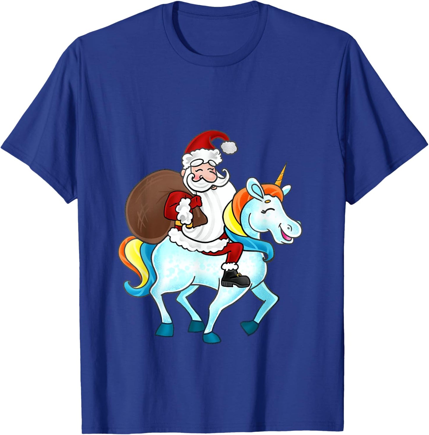 Funny Santa Claus Riding A Unicorn Cute Christmas Lover T-Shirt - T-Shirt | Royal