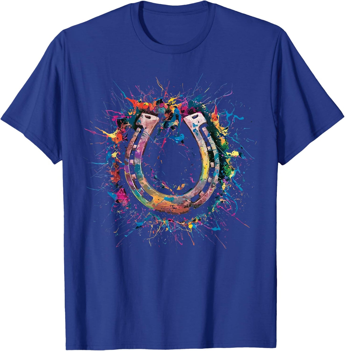 Colorful Paint Splash Horseshoe Art Graphic T-Shirt - T-Shirt | Royal