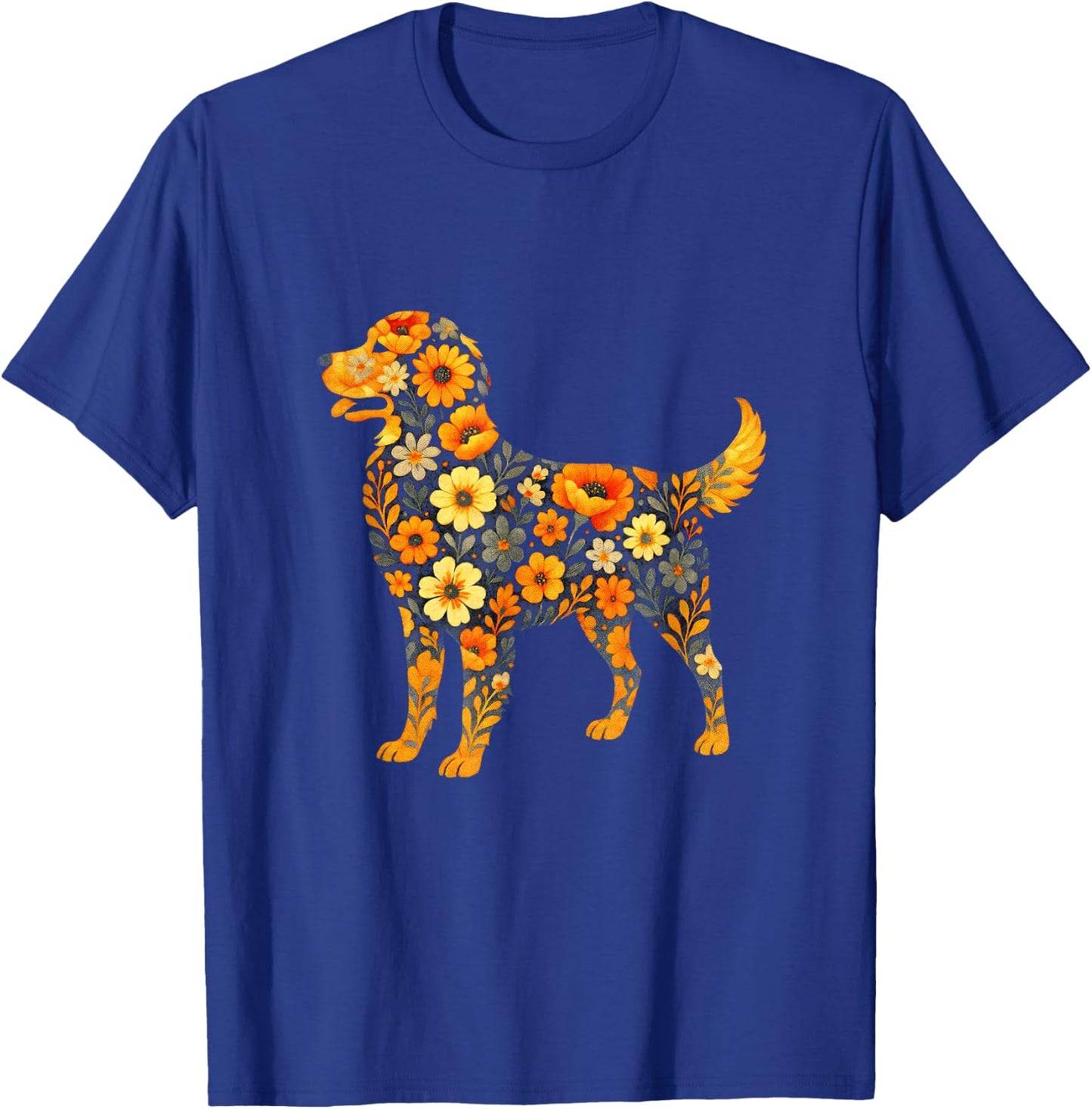Wildflower Golden Retriever - Puppy Art T-Shirt - T-Shirt | Royal