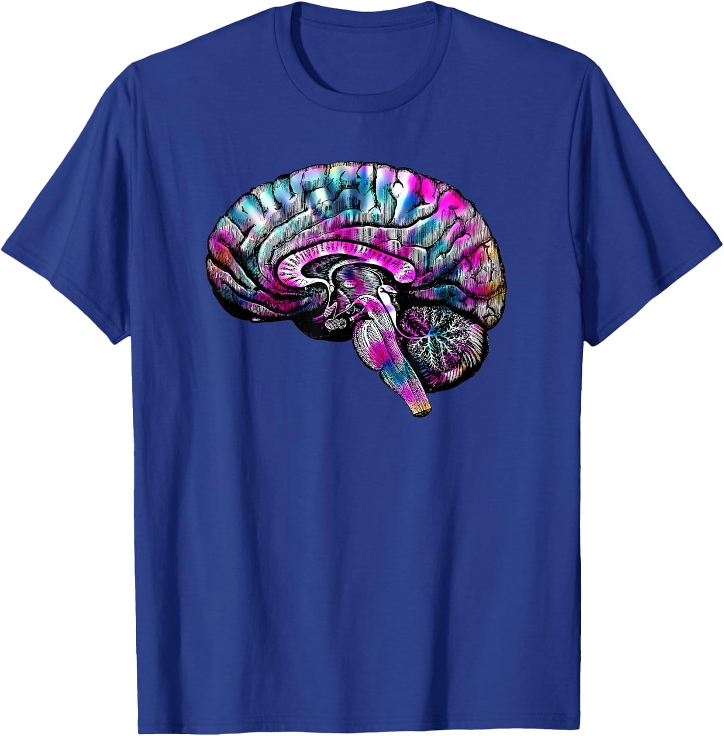 Psychedelic Art Creative Tie Dye Human Brain Retro Women Men T-Shirt - T-Shirt | Royal
