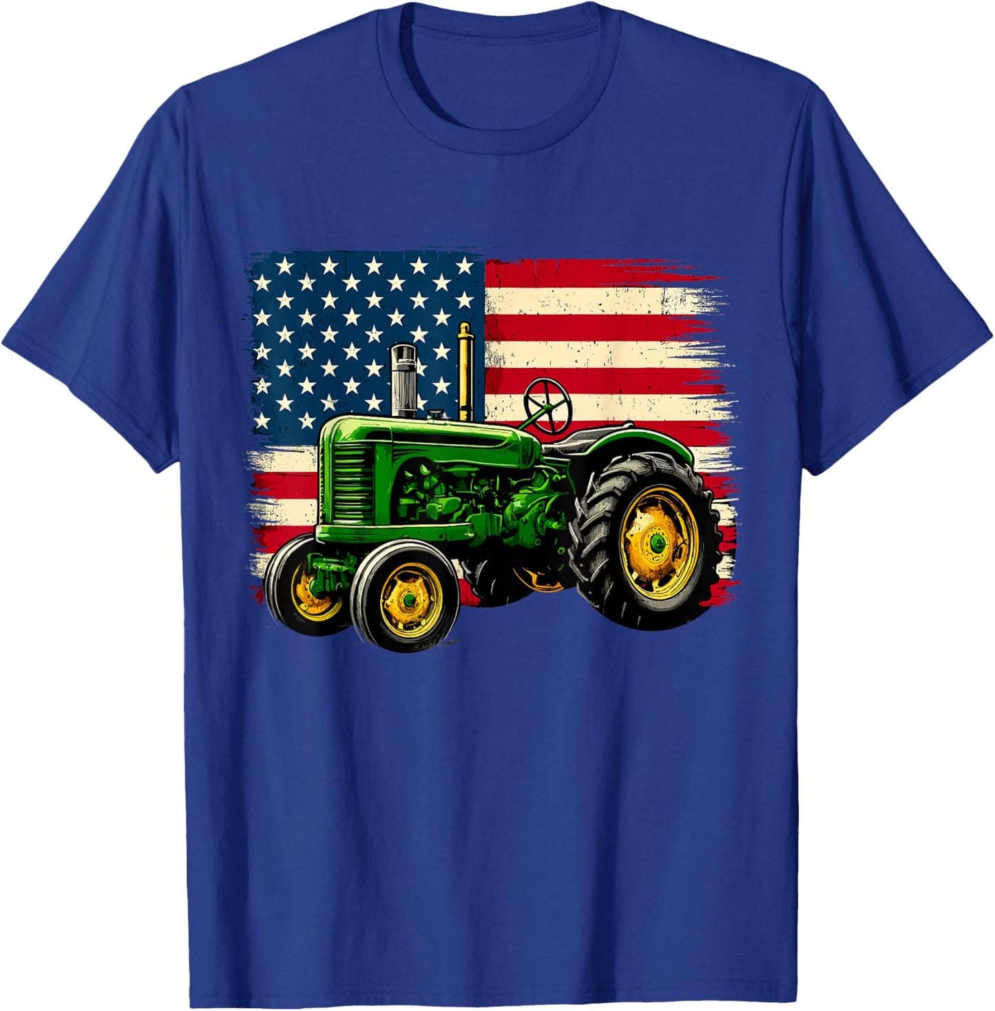 Patriotic Farmer 4th of July Tractor USA Flag T-Shirt - T-Shirt | Royal