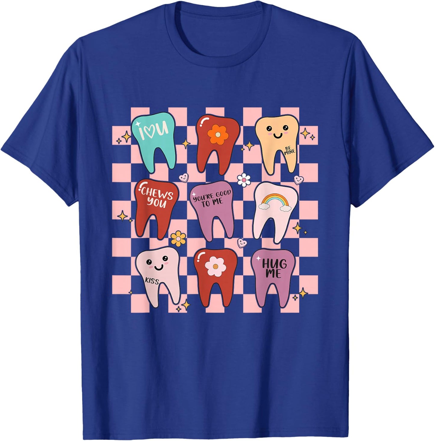 Dental Valentines Cute Teeth Hugging Heart Dentist T-Shirt - T-Shirt | Royal