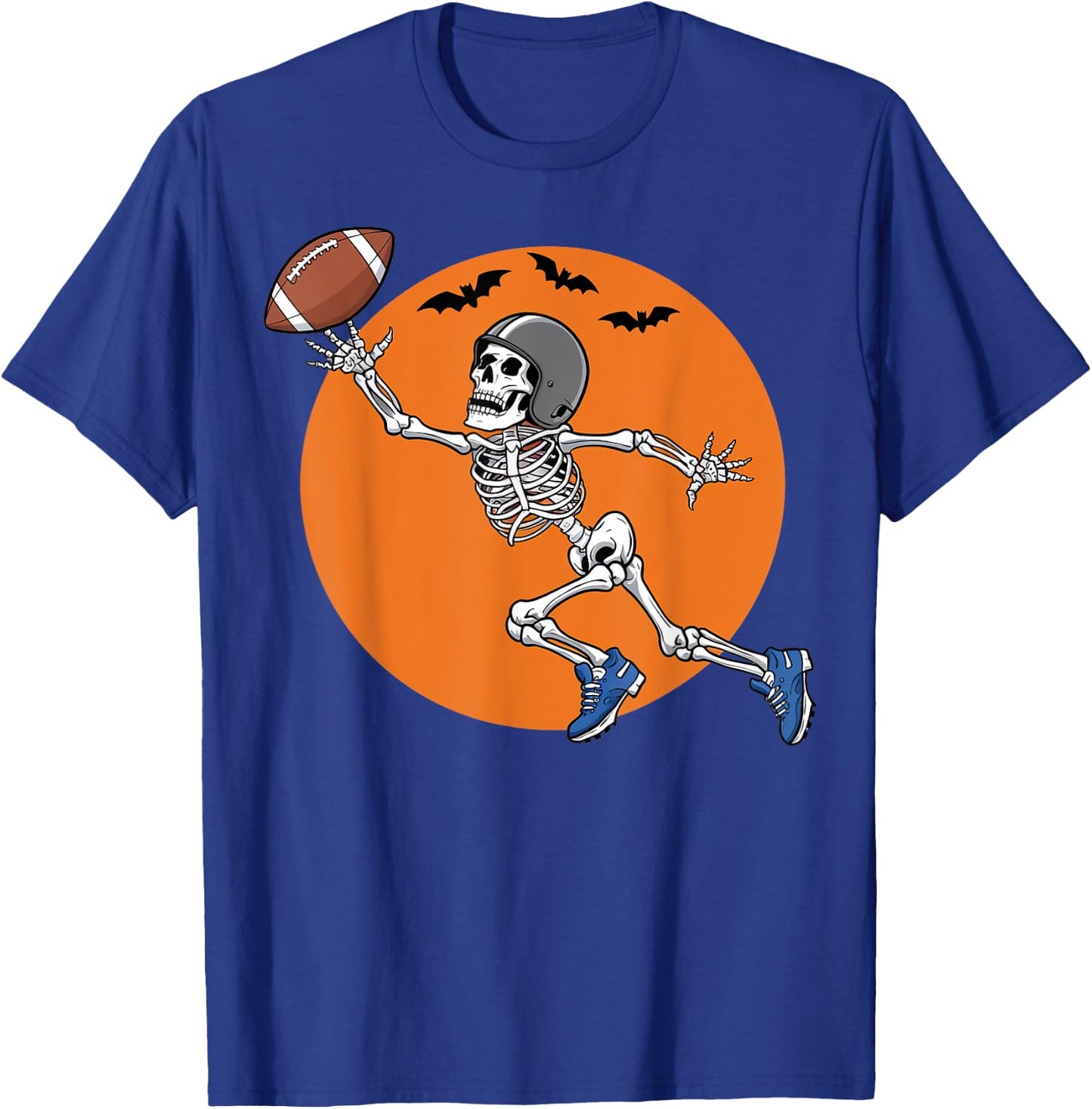American Football Skeleton Halloween Gifts Men Women Boys T-Shirt - T-Shirt | Royal