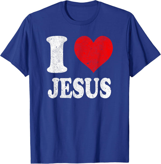 I Love Jesus Vintage T-Shirt - T-Shirt | Royal