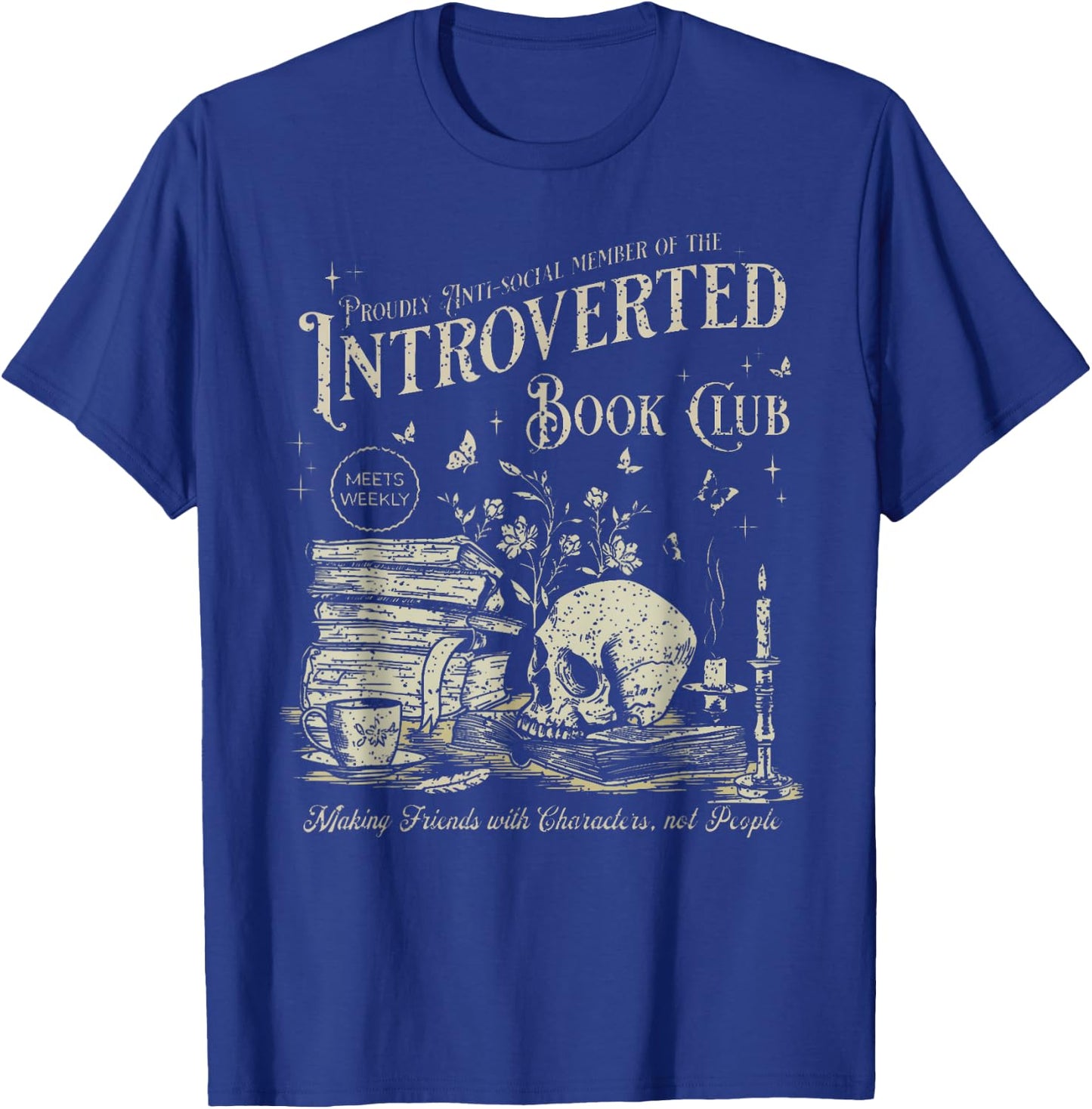 Retro Proud Anti Social Member Of Introverted Book Club T-Shirt - T-Shirt | Royal