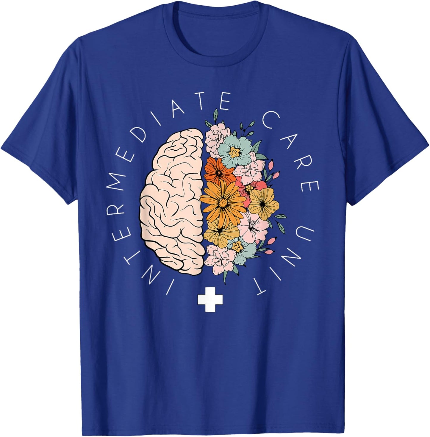 Floral Brain IMCU Intermediate Care Unit Nurse Appreciation T-Shirt - T-Shirt | Royal