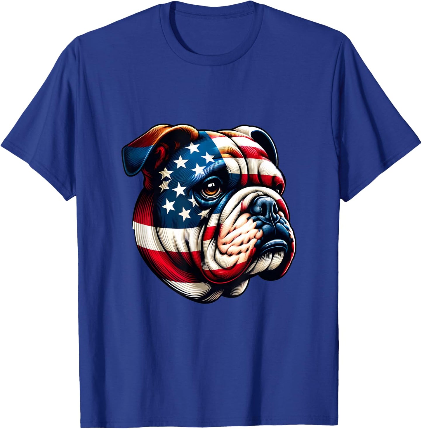 Patriotic English Bulldog Lover Owner Men American USA Flag T-Shirt - T-Shirt | Royal