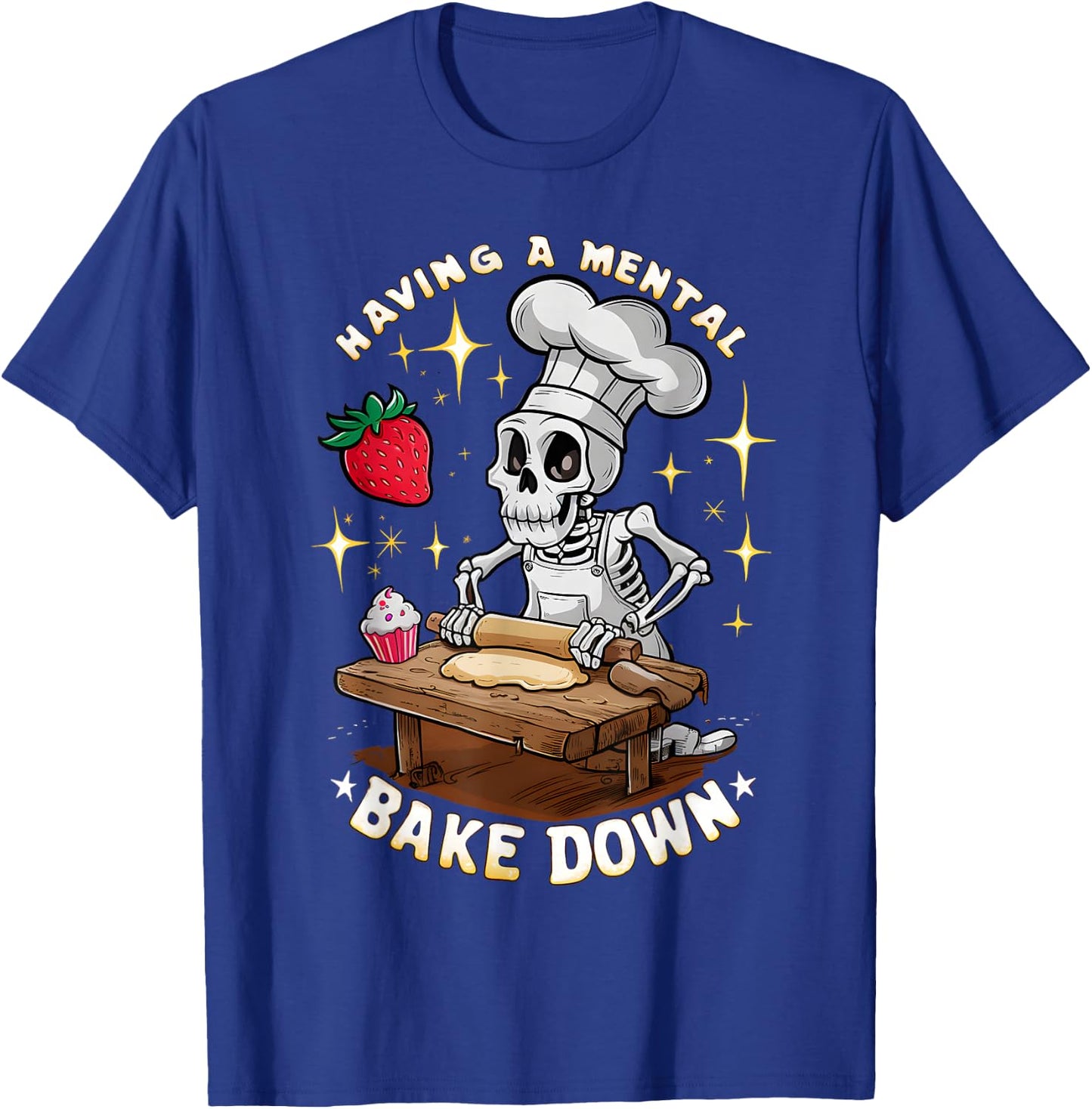 Having A Mental Bake Down Funny Skeleton Baker Halloween T-Shirt - T-Shirt | Royal
