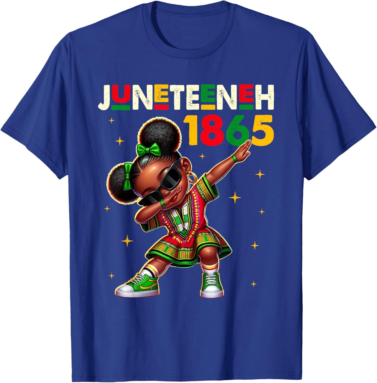 Juneteenth Dabbing Black Girls Queen Melanin Brown Skin Dab T-Shirt - T-Shirt | Royal
