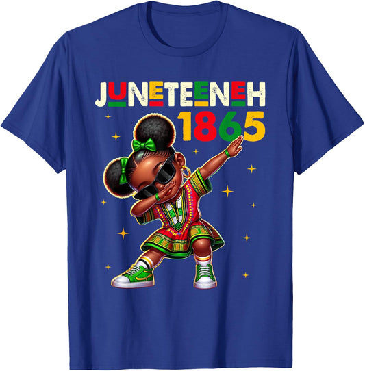 Juneteenth Dabbing Black Girls Queen Melanin Brown Skin Dab T-Shirt - T-Shirt | Royal