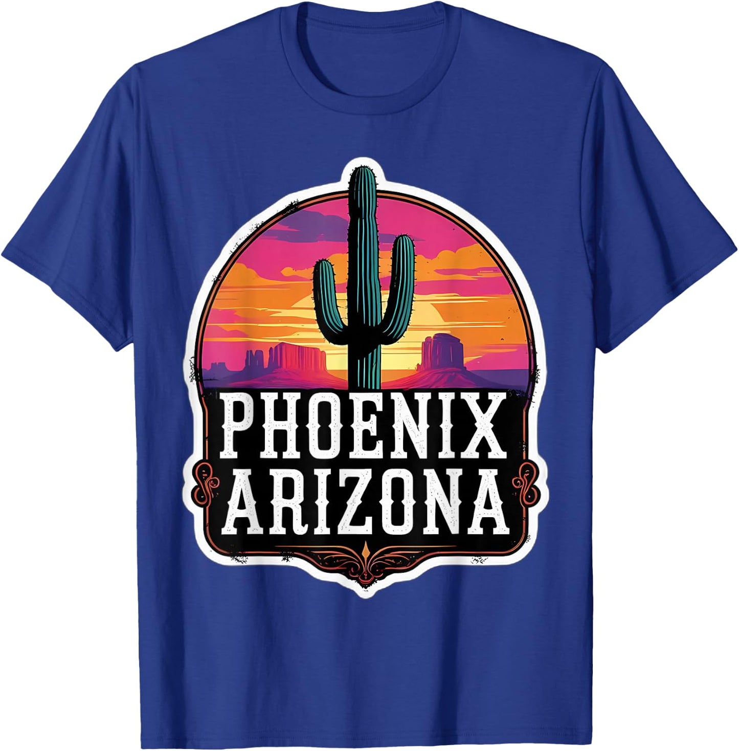 Vintage Phoenix Arizona Cactus Retro Sunset Valley Sun Cacti T-Shirt - T-Shirt | Royal