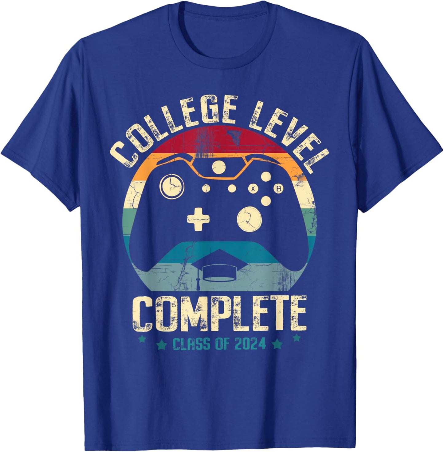 College Level Complete Class of 2024 Gamer Graduation Grad T-Shirt - T-Shirt | Royal