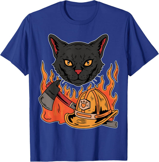 Funny Bombay Cat TUWQXF Cute Cat Lover Designs -Kids, Adults Cat Lovers All Ages Black Cat Funny Fireman T-Shirt - T-Shirt | Royal
