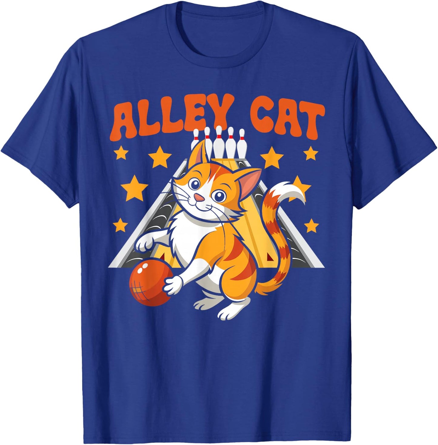 Funny Bowling Cat Pun Alley Cat T-Shirt - T-Shirt | Royal