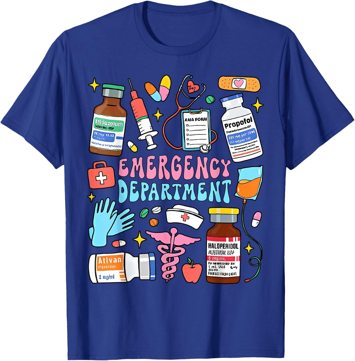 Retro Emergency Department Emergency Room ER ED Nurse Tech T-Shirt - T-Shirt | Royal