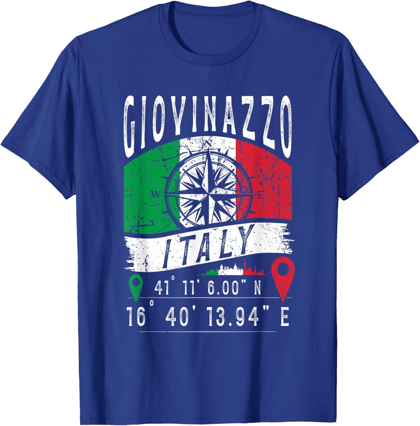 Giovinazzo Italy Flag Italia GPS Coordinates Of Giovinazzo T-Shirt - T-Shirt | Royal