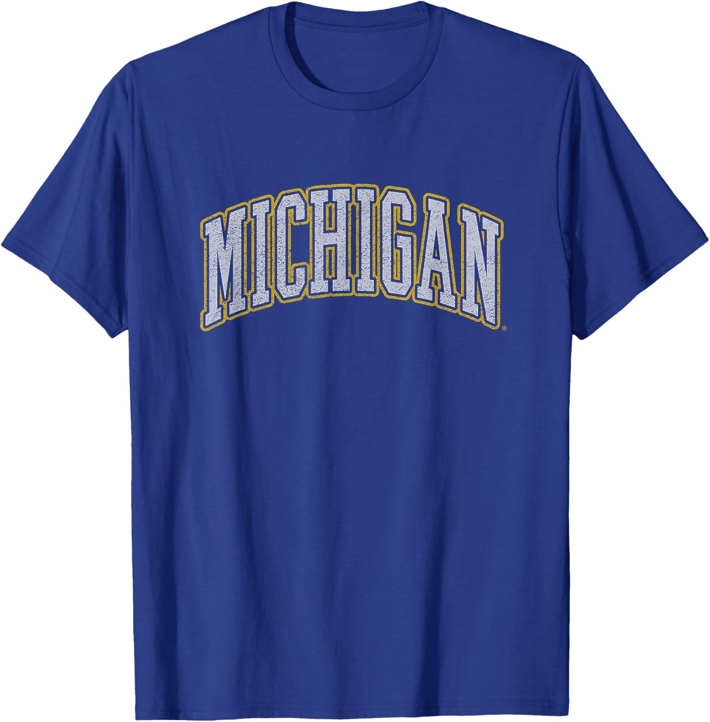 University of Michigan Wolverines U of M Distressed School T-Shirt - T-Shirt | Royal