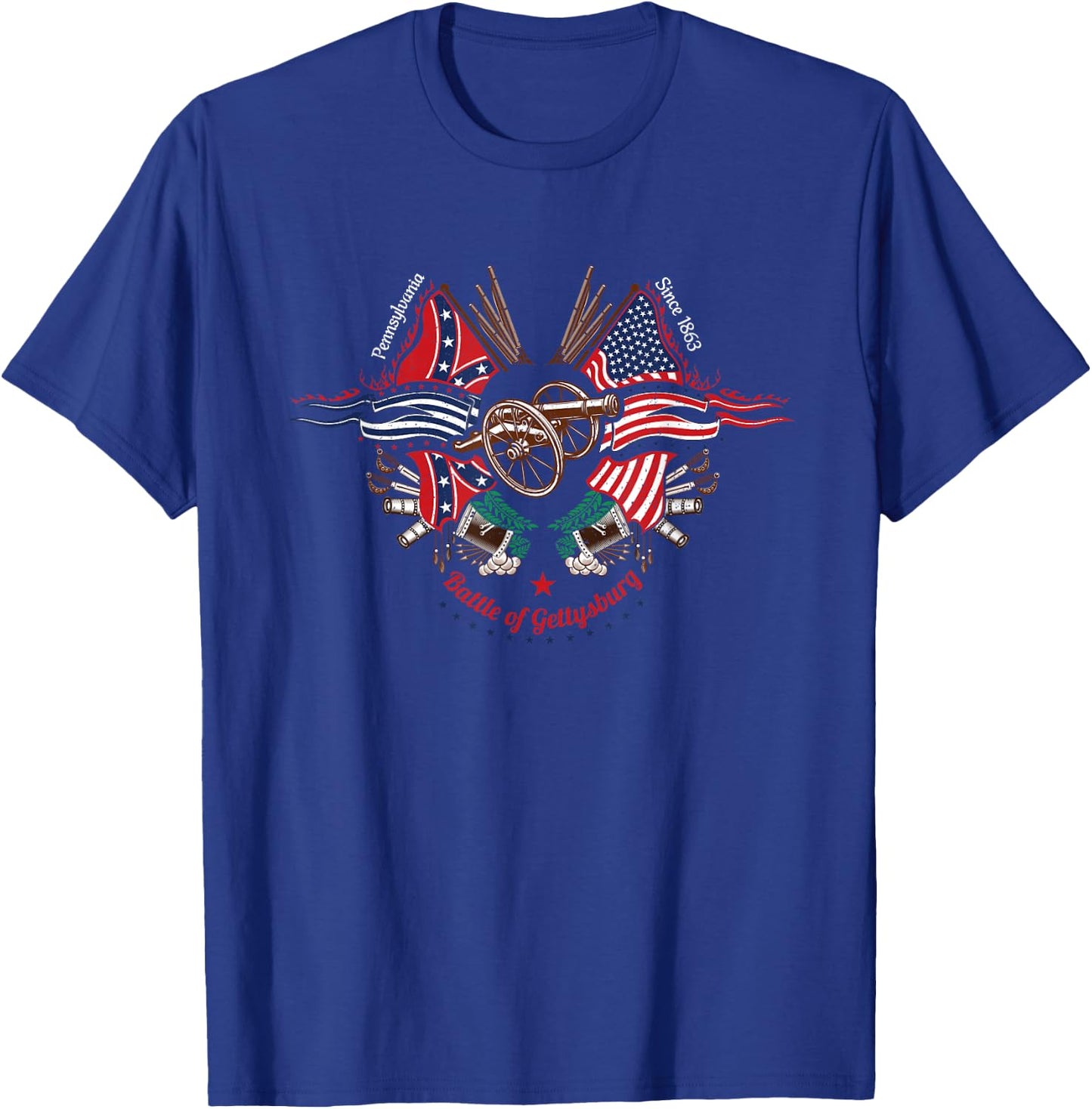 Vintage American Civil War Gettysburg Pennsylvania Souvenir T-Shirt - T-Shirt | Royal