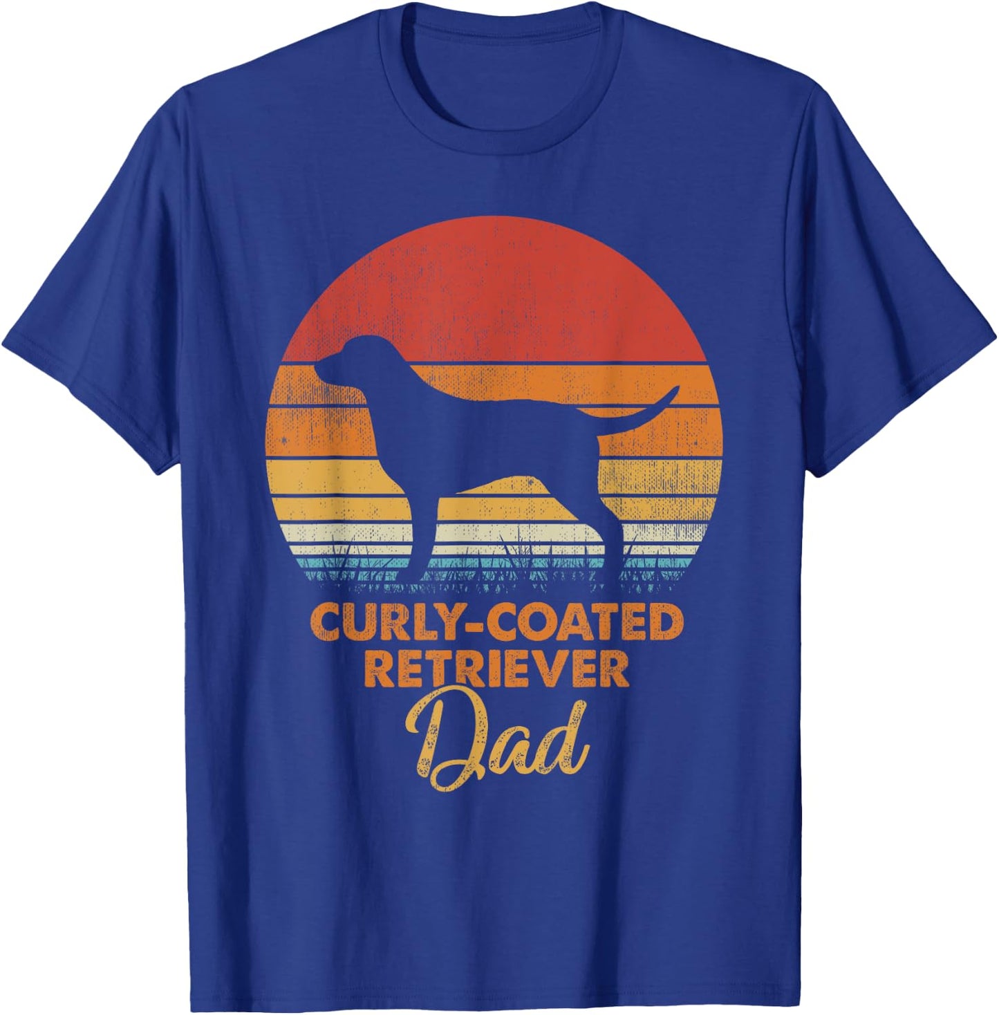 Retro Vintage Sunset Curly Coated Retriever Dad T-Shirt - T-Shirt | Royal