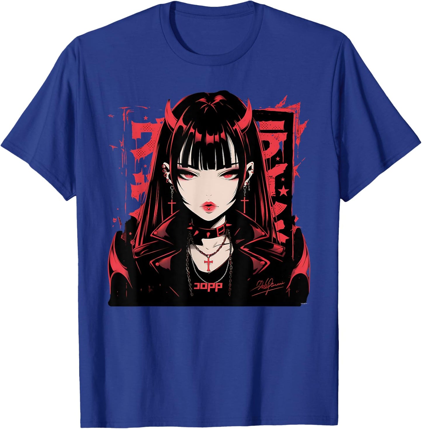 Goth Grunge Demon Anime Girl Waifu Horror Alt Aesthetic T-Shirt - T-Shirt | Royal