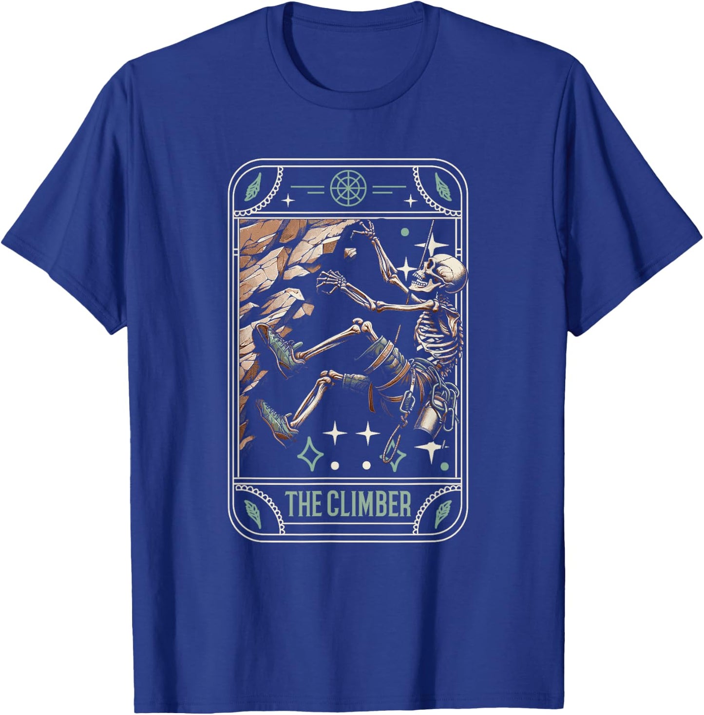 Climber Bouldering - Climb Rock Climbing Skeleton Tarot Card T-Shirt - T-Shirt | Royal