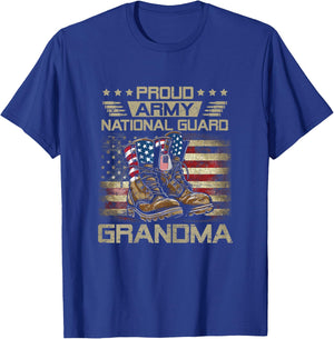 Proud National Guard Grandma Flag US Family Matching T-Shirt - T-Shirt | Royal