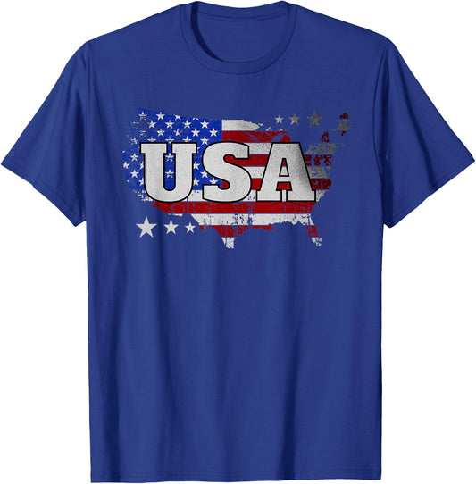 American Flag USA United States America US 4Th July T-Shirt - T-Shirt | Royal