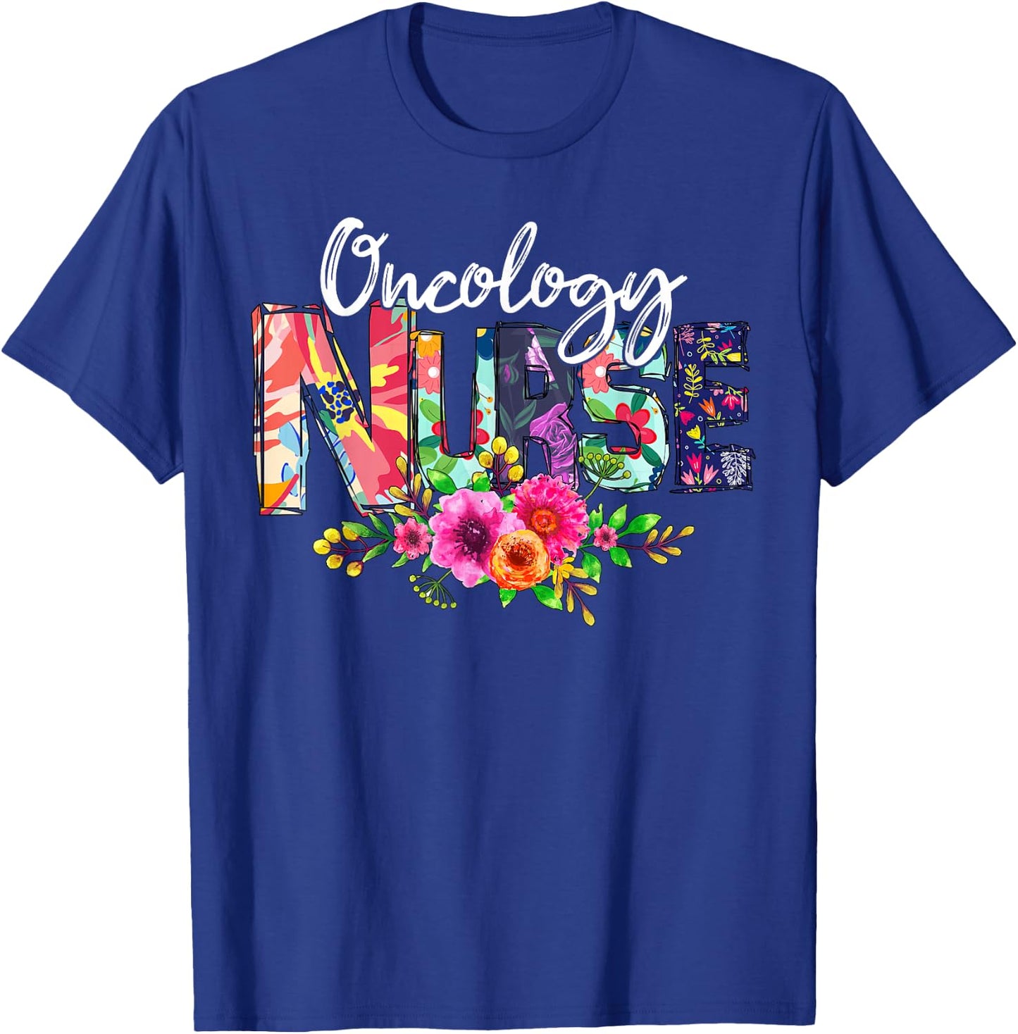 Oncology Nurse Tropical Flowers Summer Hawaii Beach T-Shirt - T-Shirt | Royal