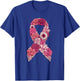Pink Ribbon With Flowers Breast Cancer Awareness T-Shirt - T-Shirt | Royal