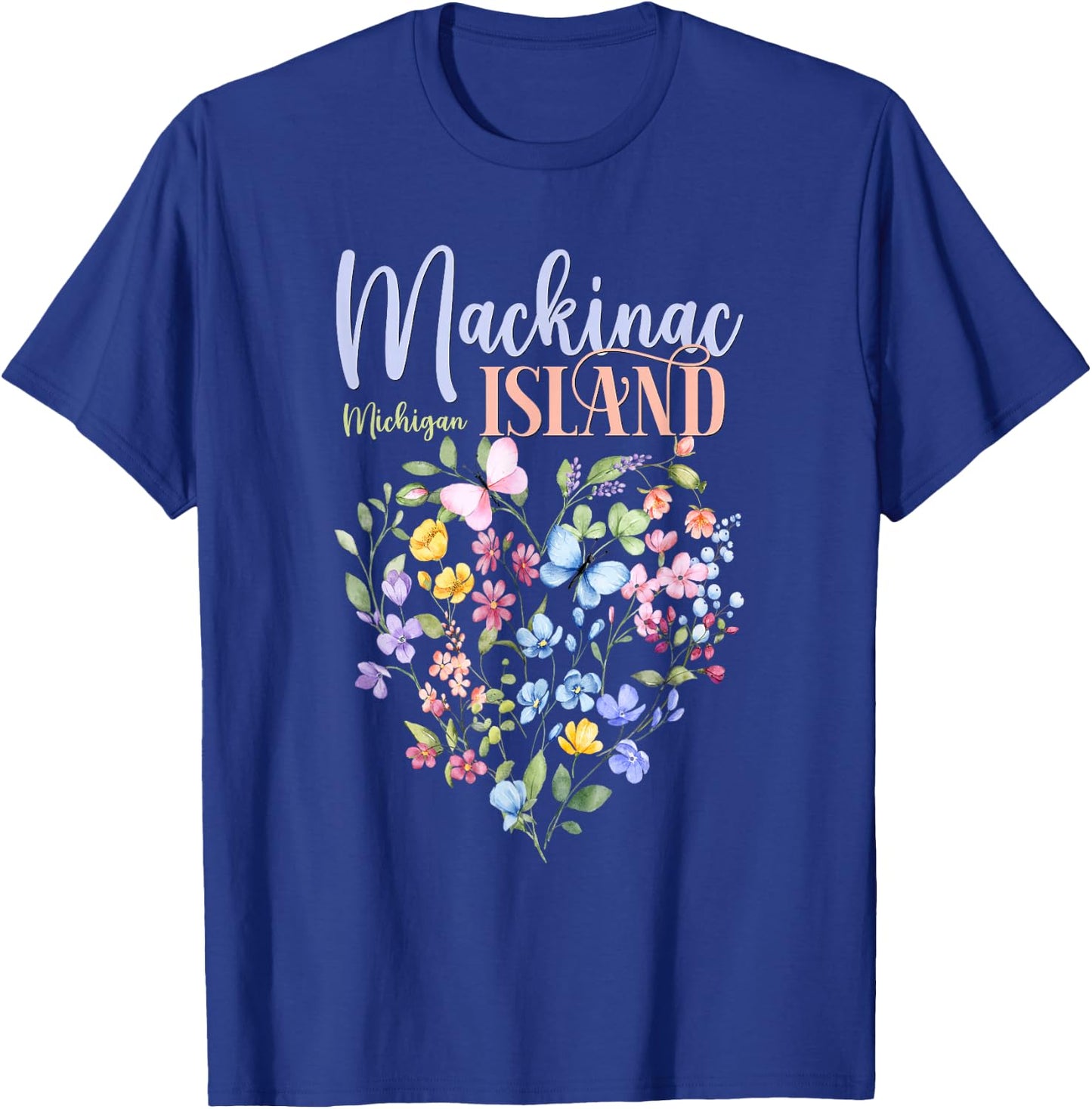 Mackinac Island Michigan Wildflowers Heart I Love Michigan T-Shirt - T-Shirt | Royal