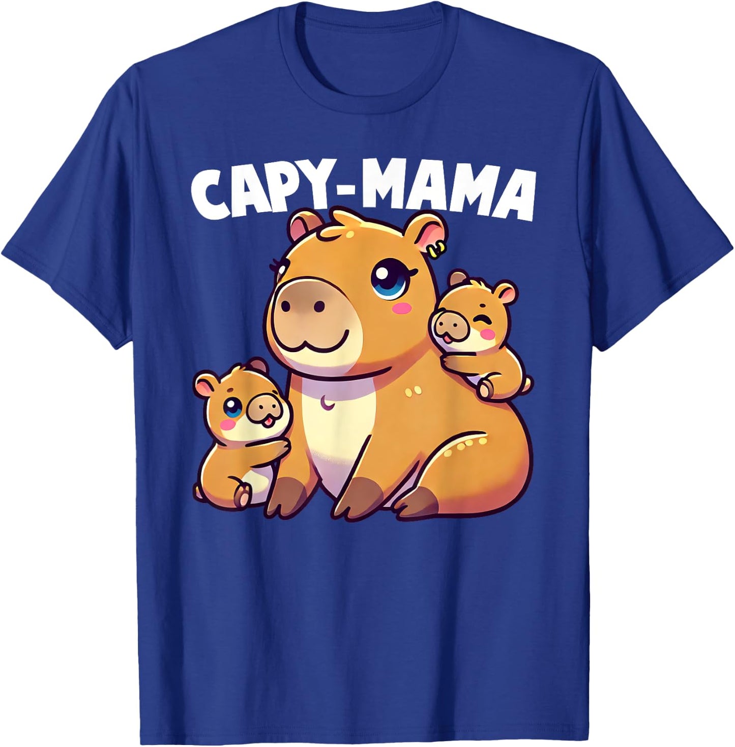Funny Capybara Capy-Mama Babies Cute Boys Girls Kids T-Shirt - T-Shirt | Royal