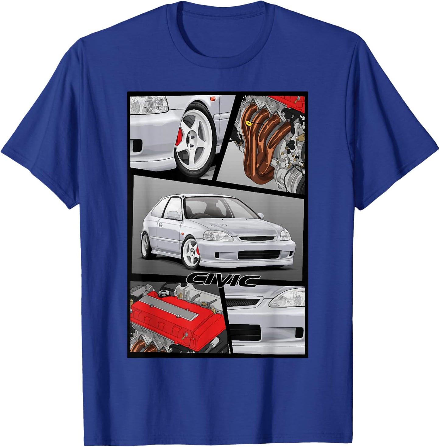 Civic EK B16 Engine Type R Japanese Car T-Shirt - T-Shirt | Royal